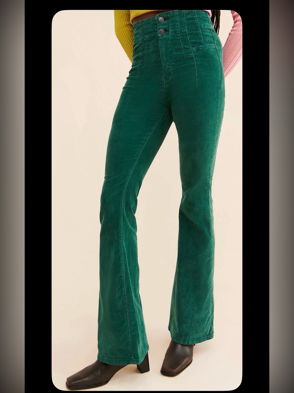 Free People Forest Green Corduroy Flare Pants